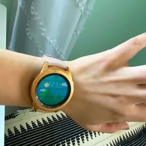 Rose gold Samsung Galaxy smart watch